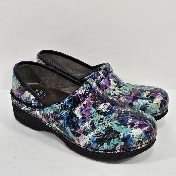 Dansko Lt Pro Women's Watercolor Tooled Leather Clogs Size 41 EU 10.5-11 US - Picture 1 of 9